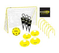 Kickmaster Football Kids Ultimate Challenge Set with Goal, Ball, Cones, Passing Hoops & Free Kick Figures Yellow