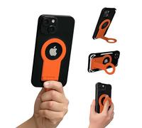 KickMate MagSafe Compatible Grip & Stand for iPhone 17/16/15/14/13/12 Series. 360° Rotatable Kickstand, Selfie Stick & Phone Ring Holder - Strong Magnetic Hold, Easy on Easy Off (Orange)