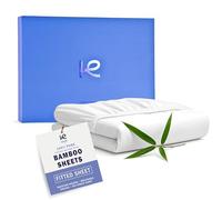 Kickoff Viscose Bamboo Fitted Sheet Queen Size, 100% Organic Cooling Sheets Fitted Viscose Bamboo Sheets Queen Size Bed Cool Sheet for Hot Sleepers, Extra Deep Pocket, 4 Corner Strap (Q, Snow White)