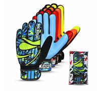 Kickout Premium Goalkeeper Gloves | Funky Goalkeeping Gloves With 3mm Latex For Super Grip & Protection | Adults Kids Boys Glove For Football Goalie (Cyan, Size 5 suitable for 9-12 Years)