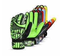 Kickout Premium Goalkeeper Gloves | Funky Goalkeeping Gloves With 3mm Latex For Super Grip & Protection | Adults Kids Boys Glove For Football Goalie (Neon Green, Size 6 suitable for 12-14 Years)