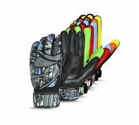 Kickout Premium Goalkeeper Gloves | Funky Goalkeeping Gloves With 3mm Latex For Super Grip & Protection | Adults Kids Boys Glove For Football Goalie (Black Gray, Size 6 suitable for 12-14 Years)
