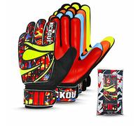 Kickout Premium Goalkeeper Gloves | Funky Goalkeeping Gloves With 3mm Latex For Super Grip & Protection | Adults, Kids, Boys Glove For Football Goalie | (Size 5 suitable for 9-12 Years, Red)