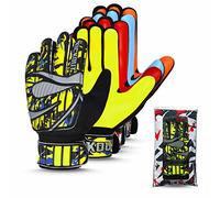 Kickout Premium Goalkeeper Gloves | Funky Goalkeeping Gloves With 3mm Latex For Super Grip & Protection | Adults Kids Boys Glove (Yellow Fluorescent, Size 6 suitable for 12-14 Years)