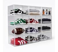 Kicks&Co 12 Pack XL Clear Shoe Storage Boxes with Magnetic Door | Stackable Shoe Organizer for Closet, Clear Plastic Sneaker Storage Boxes for Sneakers, Boots & Heels, Shoe Display Case, Fits Size 13