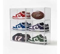 Kicks&Co 6 Pack XL Clear Shoe Storage Boxes with Magnetic Door | Stackable Shoe Organizer for Closet, Clear Plastic Sneaker Storage Boxes for Sneakers, Boots & Heels, Shoe Display Case, Fits Size 13