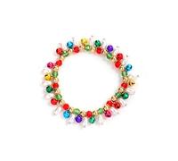 Kicomvi Christmas Bracelet Clay Bead Bracelets Stackable Xmas Jingle Bells Pearl Bracelets Festive Bracelets, elastic, clay, no gemstone