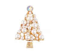 Kicomvi Christmas Tree Brooch Pins Imitation Pearl Crystal Rhinestone Christmas Trees Brooch Pin Christmas Jewelry, imitation pearl, imitation pearl