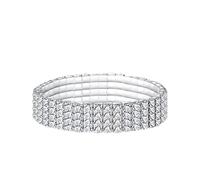 Kicomvi Crystal Stretch Bracelets Twinkle Sparkling Bridal Stackable Bracelet Bling Shining Wedding Elastic Band for Women, elastic, Crystal, crystal