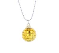 Kicomvi Disco Ball Pendant Necklace 60s 70s Mirror Disco Necklaces for Party Decorations, Plastic, no gems