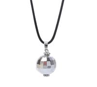 Kicomvi Disco Ball Pendant Necklace 60s 70s Mirror Disco Necklaces for Party Decorations, Plastic, no gems
