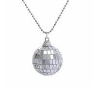 Kicomvi Disco Ball Pendant Necklace 60s 70s Mirror Disco Necklaces for Party Decorations, Plastic, no gems