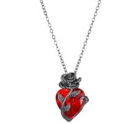 Kicomvi Gothic Rose Flower Pendant Necklace Punk Heart Stone Long Necklace for Women Jewelry, Metal, no gems