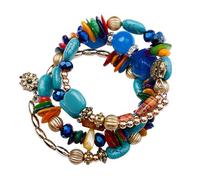 Kicomvi Multilayer Irregular Agate Beads Bracelets Bohemia Crystal Natural Stone Turquoise Wrap Bracelets for Women Jewelry, elastic, Stone, no gemstone