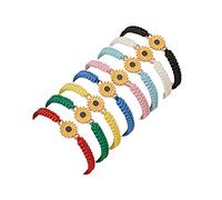 Kicomvi Sunflower Bracelets Adjustable Boho Sunflower Daisy Charm Bracelets Handmade Braided Rope Friendship Matching Bracelets Promise Bracelets for Couples Women Friends Summer Jewelry, adjustable