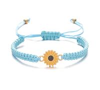 Kicomvi Sunflower Bracelets Adjustable Boho Sunflower Daisy Charm Bracelets Handmade Braided Rope Friendship Matching Bracelets Promise Bracelets for Couples Women Friends Summer Jewelry, 6.3 inches