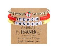 Kicomvi Teacher Appreciation Bracelets Clay Beaded Bracelet Elastic Bracelet Teachers' Day Back to school Graduation Jewelry, elastic, clay, no gemstone