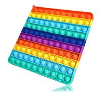 KICOSOADT Pop it Set, XXL Rainbow Pop It Toy, Sensory Fidget Toy for Kids and Adults, Extra Large Silicone Popper, Stress Reliever - 20 cm, 100 Bubble Squares
