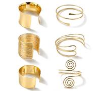 KICOSY 6PCS Gold Bangles Cuff Bracelets for Women, Wide Open Design Gold Accessories for Prom, Beach, Costumes Party