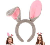 KICOSY Grey Bunny Ears Headband Easter Rabbit Ears Headbands for Women Easter Bunny Costume Adult Bunny Birthday Party Decorations Floppy Bunny Hat for Cosplay