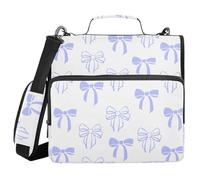 KICPOAY Bow Knot Purple Doodle Zipper Binder with Shoulder Strap Trapper Keeper 3 Ring Binder Organizer Large Capacity Multiple Compartments for School Office