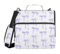 KICPOAY Coquette Ribbon Watercolor Purple Zipper Binder with Shoulder Strap Trapper Keeper 3 Ring Binder Organizer Large Capacity Multiple Compartments for School Office