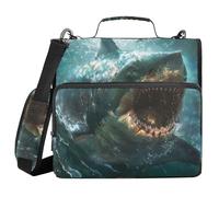 KICPOAY Shark Zipper Binder with Shoulder Strap Trapper Keeper 3 Ring Binder Organizer Large Capacity Multiple Compartments for School Office