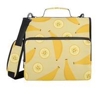 KICPOAY Yellow Bananas and Slices Zipper Binder with Shoulder Strap Trapper Keeper 3 Ring Binder Organizer Large Capacity Multiple Compartments for School Office