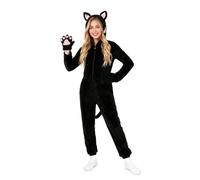 Kicpot Leopard Onesie Costume for Adults Hooded Cheetah Jumpsuit One-Piece Animal Halloween Cosplay (Cat, L)