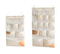 KICPUK Door Organiser Hanging Bag,Hanging organiser for the wall,camping storage bag,suitable for cupboards,behind doors,bathrooms,offices (2-teiliges Set,Khaki)
