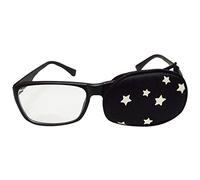 Kid/Adult Visual Acuity Recovery Silk Eye Cover, Training Amblyopia Strabismus Corrected Lazy Eye Patches for Glasses - White Stars on Black