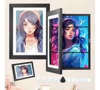 Kid Art Frame, 18.1 * 13.4in, kid frames changeable Picture, Children Art Picture Frame With 0.79in Storage for Display Photo With acrylic transparent plate, Black