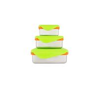 Kid Basix by New Wave Safe Snacker 3 Size Bundle Reusable Stainless Steel Lunchboxes Includes 23oz, 13oz and 7oz Reusable, Lime