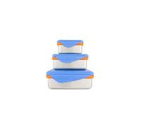 Kid Basix by New Wave Safe Snacker 3 Size Bundle Reusable Stainless Steel Lunchboxes Includes 23oz, 13oz and 7oz Reusable, Blue