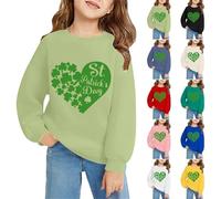 Kid Boy Girl Shamrock Sweatshirt Pullover Long Sleeve Crewneck Heart Jemper St Patricks Day Shirt Funny Irish Clothes Teen Girl Clothes (AG, 8-9 Years)