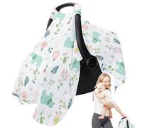 Kid Carseat Cover - Baby Stroller Sun Shade, Carrier Canopy | Breathable Muslin Cotton Car Seat Cover, Universall Fit for Girls & Boys, Dinosaur & Floral Design for Travel, Outdoor, Summer