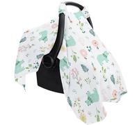 Kid Carseat Cover | Breathable Carseat Covers Child,Breathable Child Carrier Cover, Muslin Cotton Car Seat Cover for Girl Boy, Dinosaur & Flower Design Fits Most Strollers