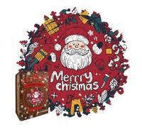 Kid Christmas Puzzles Decorative Wooden Wreath Shaped Challenging | Child Santa Claus Jigsaw Puzzles for Men Boys Girls Youth Teens Son Daughter Family Friends