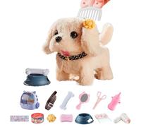 Kid Connection Walking Animal Plush Toy with Pet Backpack with Deluxe Feeding Kit, Cute Electronic Toy for Barking Puppy, Interactive Walking Puppy Toy