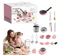 Kid Cooking Sets Real Mini Kitchen, 22Pcs Toy Kitchen Accessories, Real Cooking Kids Pots and Pans Playset, Children's RealCooking Mini Kitchens Toys for Beginner Cookin-g Educational Toys Gift