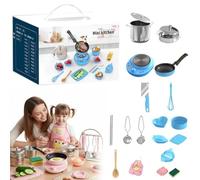 Kid Cooking Sets Real Mini Kitchen, 22Pcs Toy Kitchen Accessories, Real Cooking Kids Pots and Pans Playset, Children's RealCooking Mini Kitchens Toys for Beginner Cookin-g Educational Toys Gift