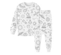 Kid Creative raffiti Loungewear DIY Hand Painted Pyjamas Set Colouring Home Wear Set Crew Neck Pullover Pajama Sets for Boy Girl Color Your Own Pajamas (B, 5-6 Years)