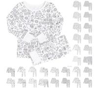 Kid DIY Hand Painted Colorable Pajama Set Boys Girls Funny Cartoon Coloring Pajama with Markers 2 Piece Sets for Teenage Liong Sleeve Crew Neck Pullover Tops and Bottoms Fleece Indoor Pyjamas Shorts