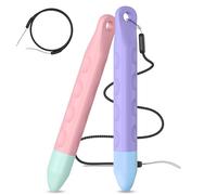 Kid-Friendly Stylus Pens for Touch Screens - 2 Pack Anti-Rolling Stylus for Kids, Compatible with iPad, iPhone, Tablets, Kindle, and All Touch Screen Devices（Pink + Purple）