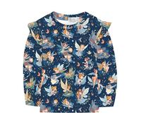 Kid Girl Long Sleeve Top Ruffle Tshirt Casual Crew Neck Flower Fairy Tee Shirt Clothes Blue 5-6 Years