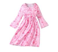 Kid Girls Autumn Rose Floral Printing Long Sleeve Bow Tie Dress Dress Children's Clothing Tween Dresses First Dresses for Girls 7-16
