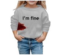 Kid Halloween Outfit A Lonely Place Hoodie Children's Winter Fashion Festival Printed Solid Color Hoodless Long Sleeved Hoodie Casual and Comfortable Coat Girls Blanket (Grey, 8-10 Years)