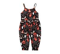 Kid Halloween Outfit Christmas Baby Girl Romper Romper Strap Outfits Cartoon Jumpsuit Girls Toddler Baby Halloween Kids Girls & Jumpsuit Gender Neutral Clothes (Black, 3-4 Years)