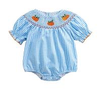 Kid Halloween Outfit Gymnastics Girls 2t Girls Bodysuits Baby Casual Short Sleeve Top with Pumpkin Embroidery and Collar for Toddler and Kids Preemie Outfits Girl (Blue, 5-6 Years)