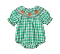 Kid Halloween Outfit Gymnastics Girls 2t Girls Bodysuits Baby Casual Short Sleeve Top with Pumpkin Embroidery and Collar for Toddler and Kids Preemie Outfits Girl (Green, 3-4 Years)